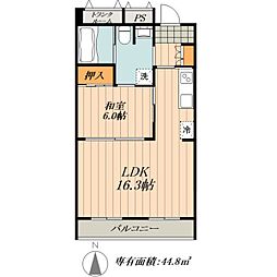 フォレストパーク千鳥 1LDKの間取図画像