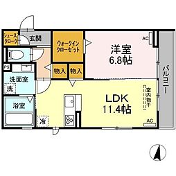 シリウス 1LDKの間取図画像