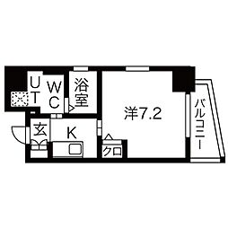 Vendir名古屋御器所 1Kの間取図画像