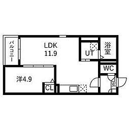 Jack naruhamaII 1LDKの間取図画像