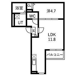 Jack naruhamaII 1LDKの間取図画像