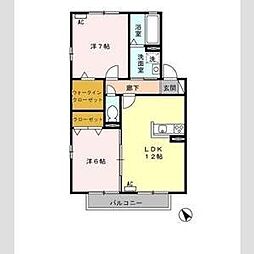 華の郷 2LDKの間取図画像