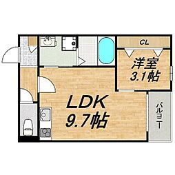 LECOCON大同 1LDKの間取図画像