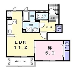 アンダンテモンテ・ウノ 1LDKの間取図画像