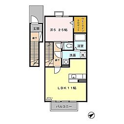 ローズコート亀が洞 1LDKの間取図画像