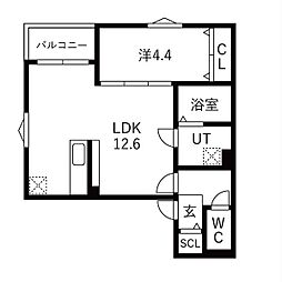 ソレイユ大宝 1LDKの間取図画像