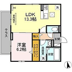 サンティモン 1LDKの間取図画像