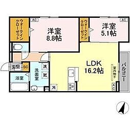 ルヴィータ川名山町 2LDKの間取図画像