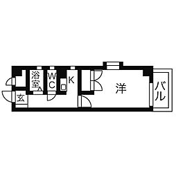 プレステージ高蔵公園 1Kの間取図画像