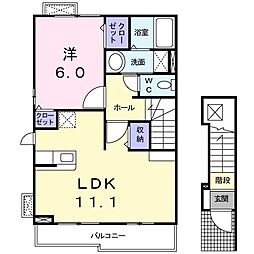 カルム宮浦 1LDKの間取図画像