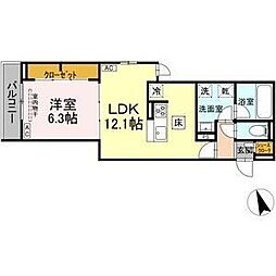 アルドゥール 1LDKの間取図画像