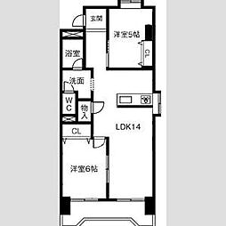 笠東ハイツ 2LDKの間取図画像