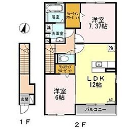 ソレイユ 2LDKの間取図画像