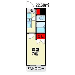 セントラルハイツ元塩 1Kの間取図画像