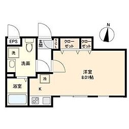 ブランシェ桜山シャンブルー ワンルームの間取図画像
