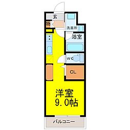 L'Allure ワンルームの間取図画像
