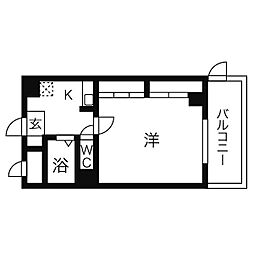 メッセ平針 1Kの間取図画像