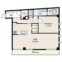 M-54 1LDKの間取図画像