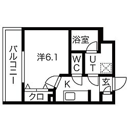 グランフェリオ吹上 1Kの間取図画像