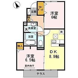 グレイス鶴が沢A 2LDKの間取図画像