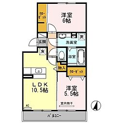 カーサフラグランツァ 2LDKの間取図画像