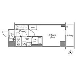 名古屋市営東山線 新栄町駅 徒歩7分の賃貸マンション 2階1Kの間取り