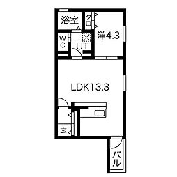 名古屋市営東山線 本陣駅 徒歩5分の賃貸アパート 3階1LDKの間取り