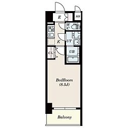 S-RESIDENCE浄心II 2階1Kの間取り