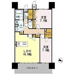 ロイヤルパークスERささしま　EAST 17階2LDKの間取り