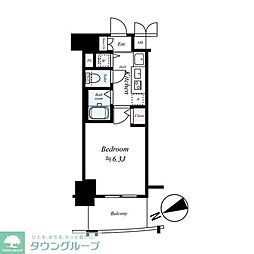 プレサンス金山グリーンパークス 6階ワンルームの間取り