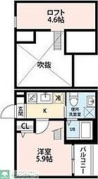 アンベリール 1Kの間取図画像