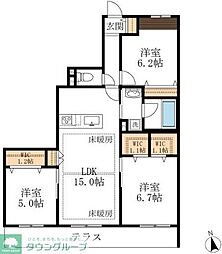 グリーンタウン赤坂 3LDKの間取図画像