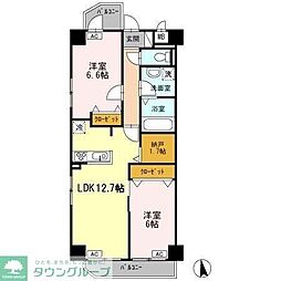 HAPPINESS車道 2LDKの間取図画像