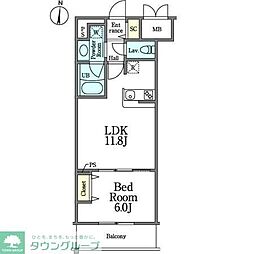 新栄アイサンメゾン 1LDKの間取図画像