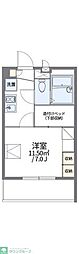 レオパレス長筬 1Kの間取図画像
