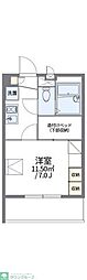レオパレス長筬 1Kの間取図画像