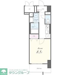 エスカルコート 1Kの間取図画像