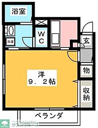 グリーンカーサ 1Kの間取図画像