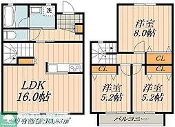 GreenCourt社が丘F 3LDKの間取図画像