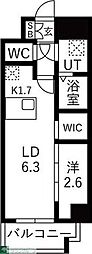 メイクスアート浄心 1LDKの間取図画像