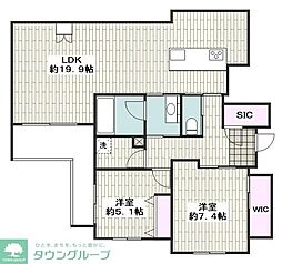 Luxe白壁 2LDKの間取図画像