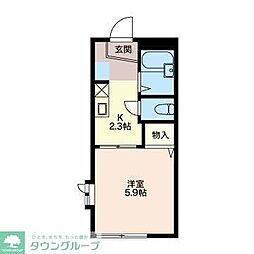 パル貴船 1Kの間取図画像