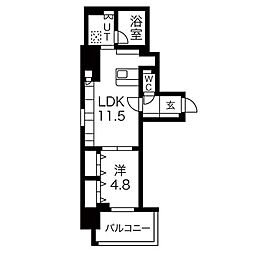ルシェット白川公園 1LDKの間取図画像