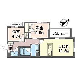 レフィシア腰越 2LDKの間取図画像