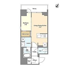 横浜市営地下鉄ブルーライン 阪東橋駅 徒歩4分の賃貸マンション 6階1LDKの間取り