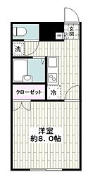 アムール湘南 1Kの間取図画像