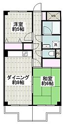 共益根岸ビルアブニール根岸 2LDKの間取図画像