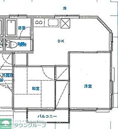 文庫ハイツ 2DKの間取図画像