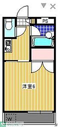 三栄ハイツ2 1Kの間取図画像