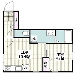 鎌倉市佐助1丁目アパート 1LDKの間取図画像
